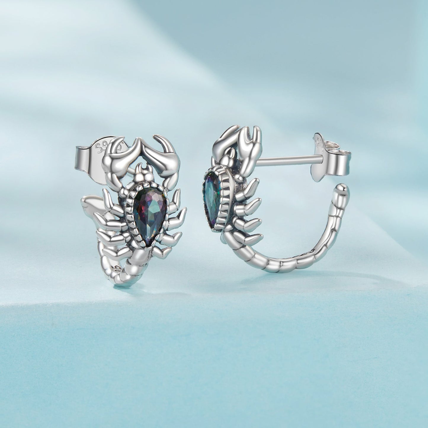 925 Sterling Silver Oxidized Earrings with Pavé CZ for Women