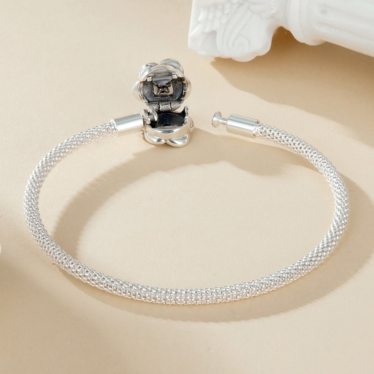 925 Sterling Silver Bracelet with Oxidized Finish and CZ 17.0 cm