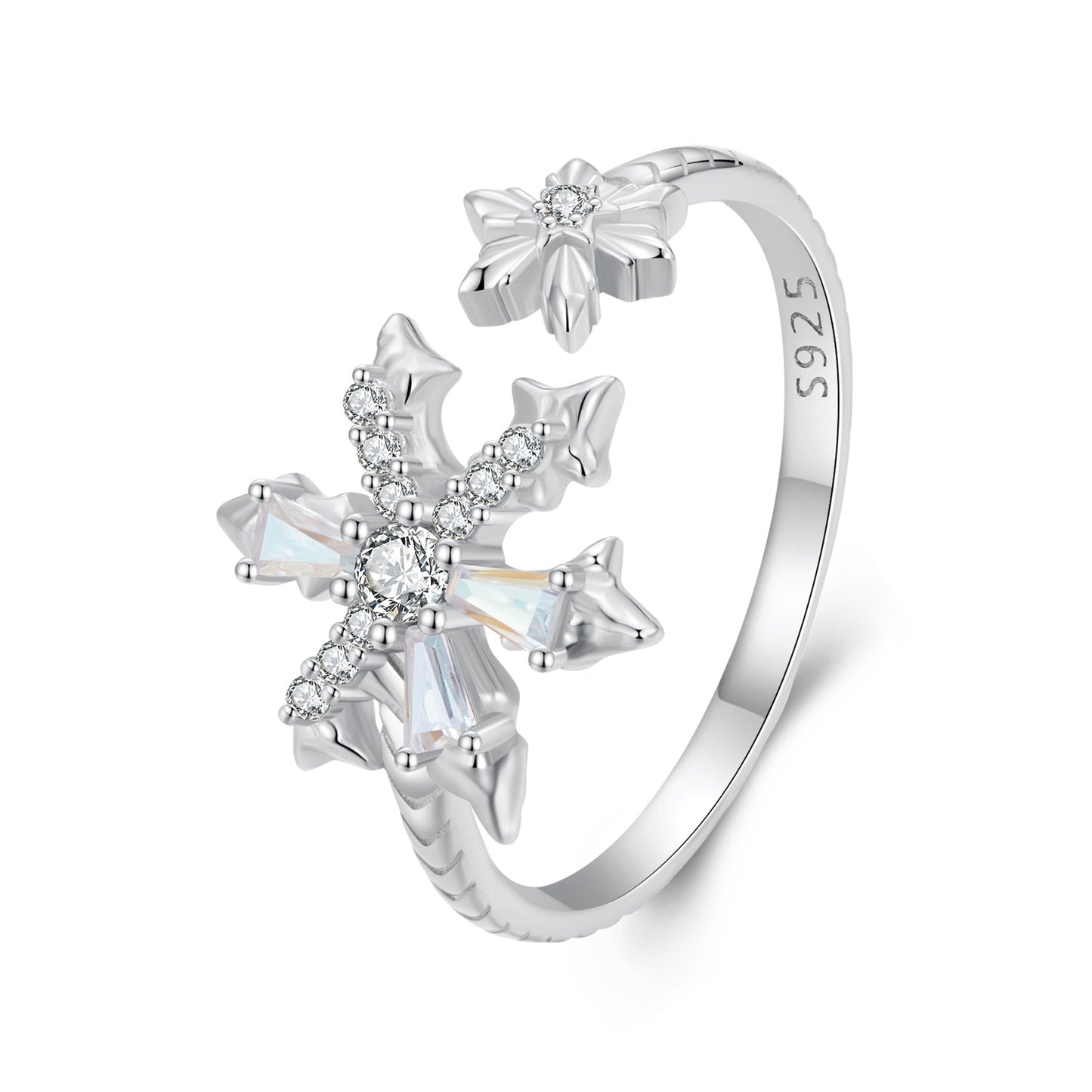 925 Sterling Silver Ring with White Gold Plating and CZ for Women