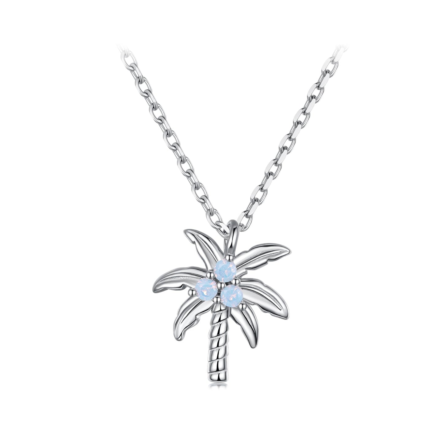 925 Sterling Silver + Nano Opal Stone Pendant Necklace for Women