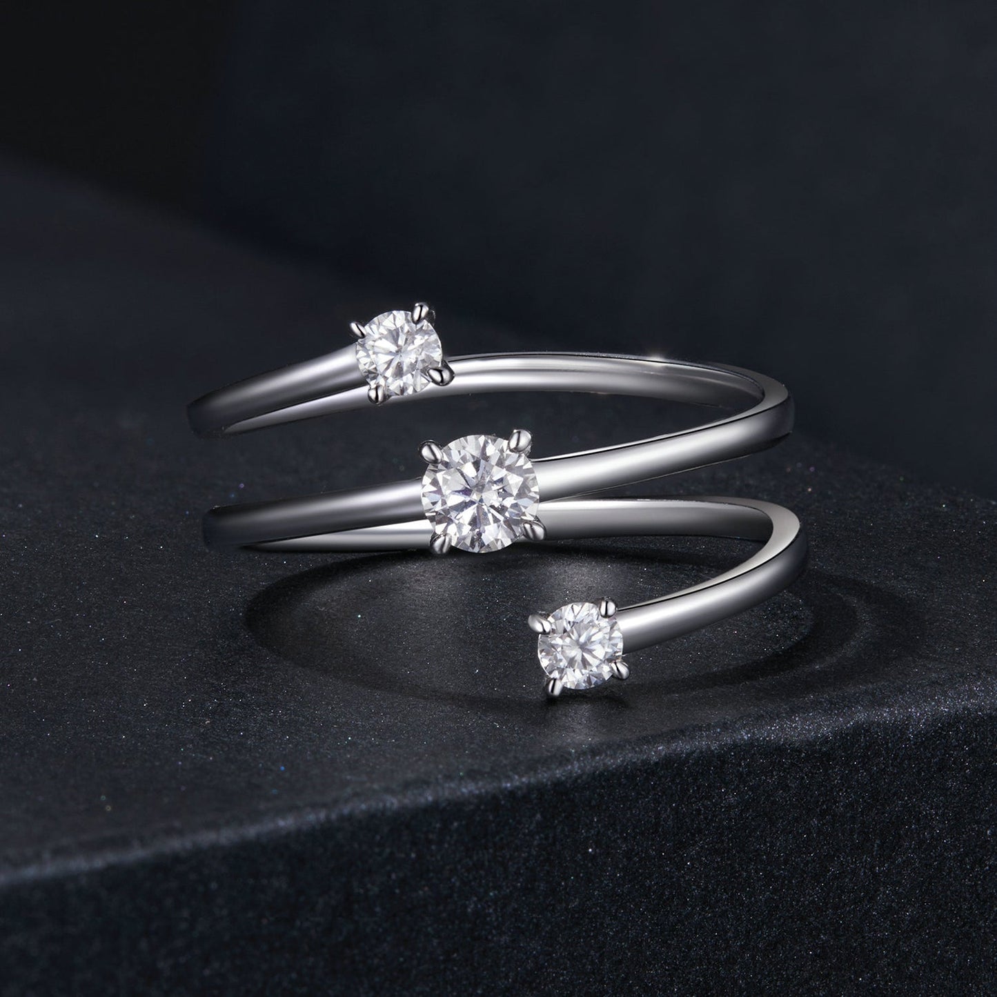 925 Sterling Silver 3mm Moissanite Ring for Women