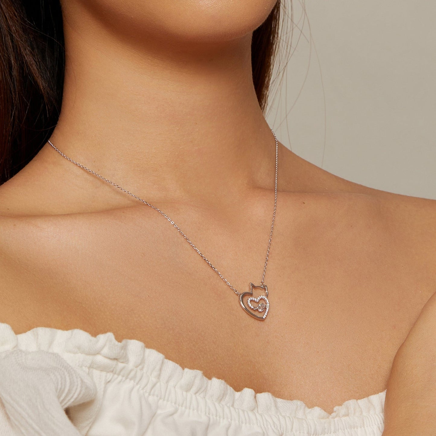 925 Sterling Silver Necklace with 19*18mm Pavé Setting CZ Pendant
