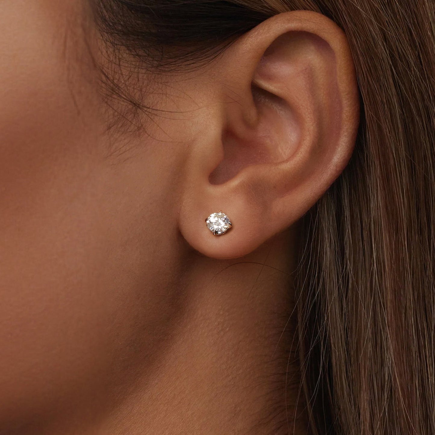 925 Sterling Silver 5mm Moissanite Earrings with White Gold Plating for Women