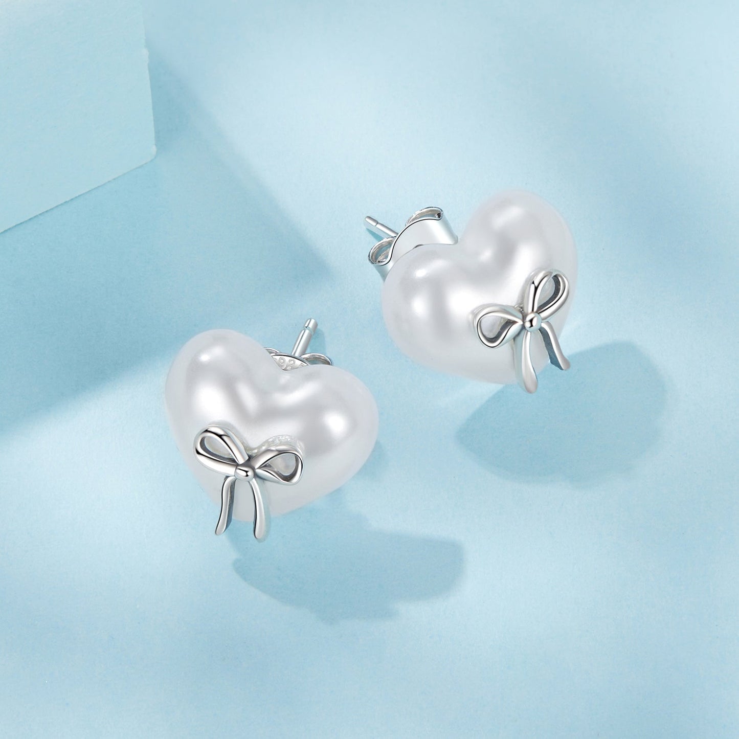 925 Sterling Silver Earrings with Quality Shell Pearl, Size 1*1.2cm for Women