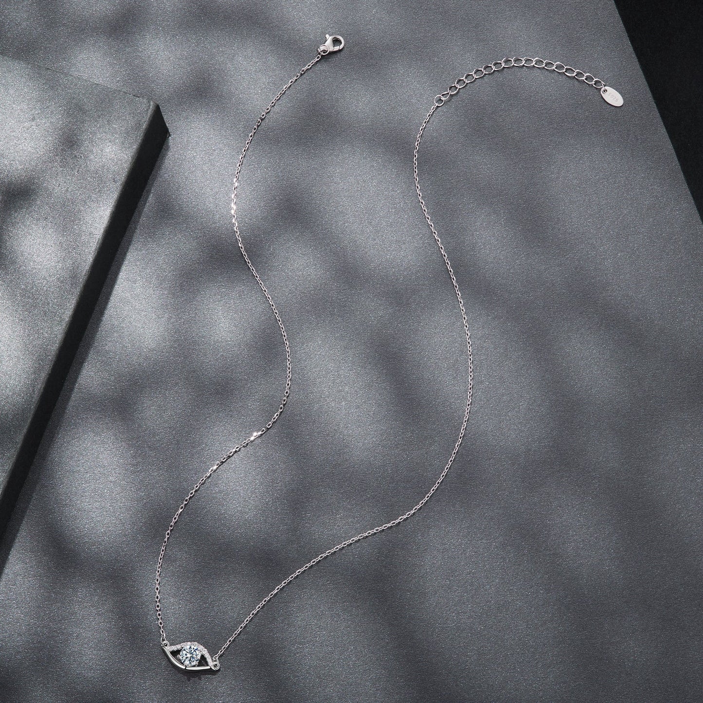 925 Sterling Silver Moissanite Necklace 40+5cm in Length for Women