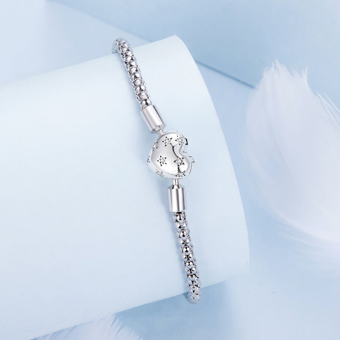 925 Sterling Silver Oxidized Silver Bracelets 17.0 Size with CZ for Women