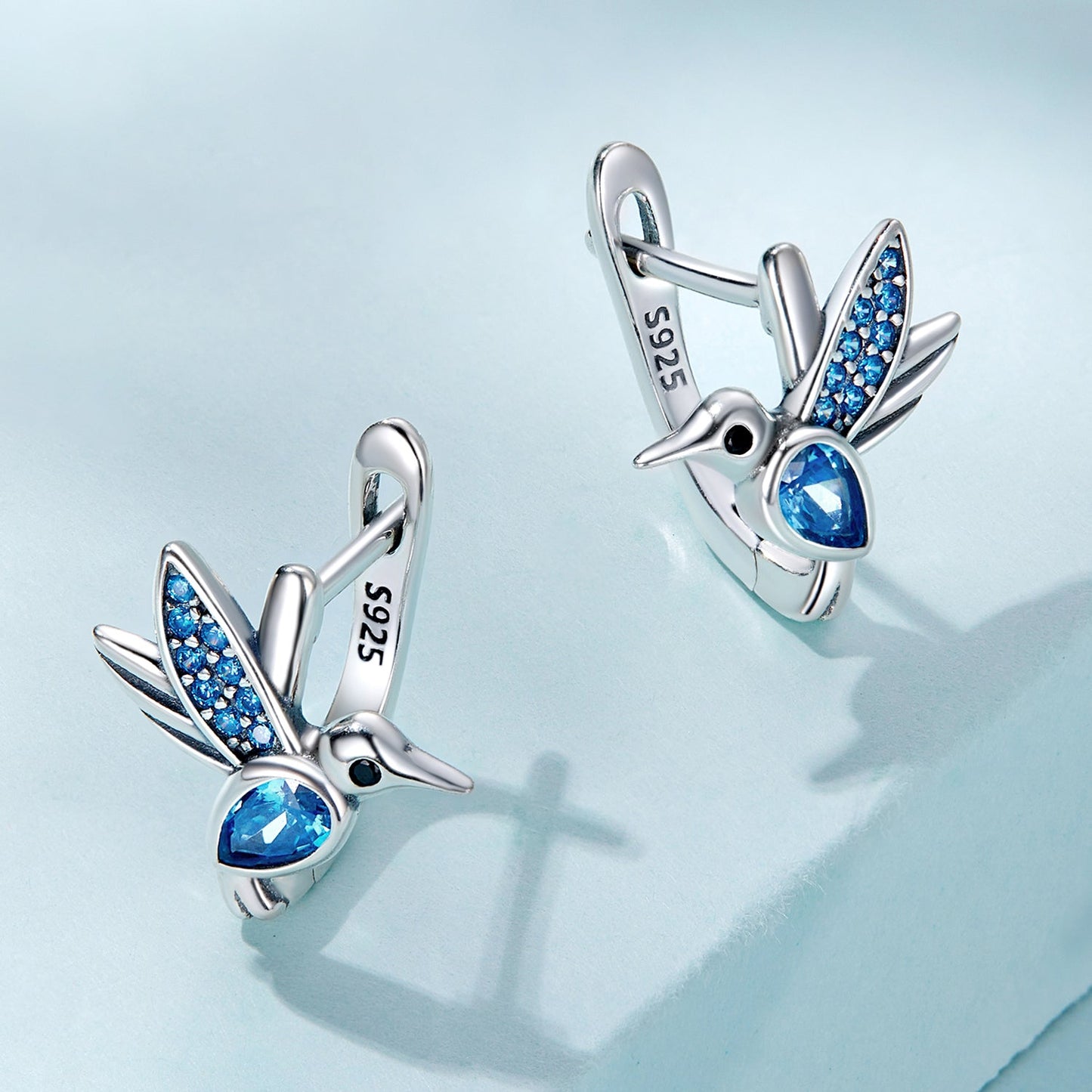 925 Sterling Silver Earrings with Pavé Setting and Oxidized Finish for Women