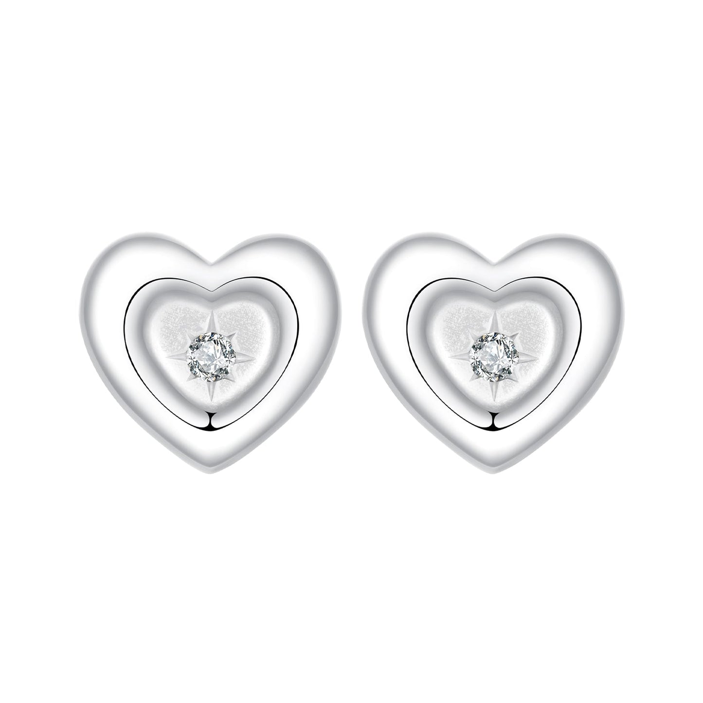 925 Sterling Silver White Gold Plated CZ Earrings