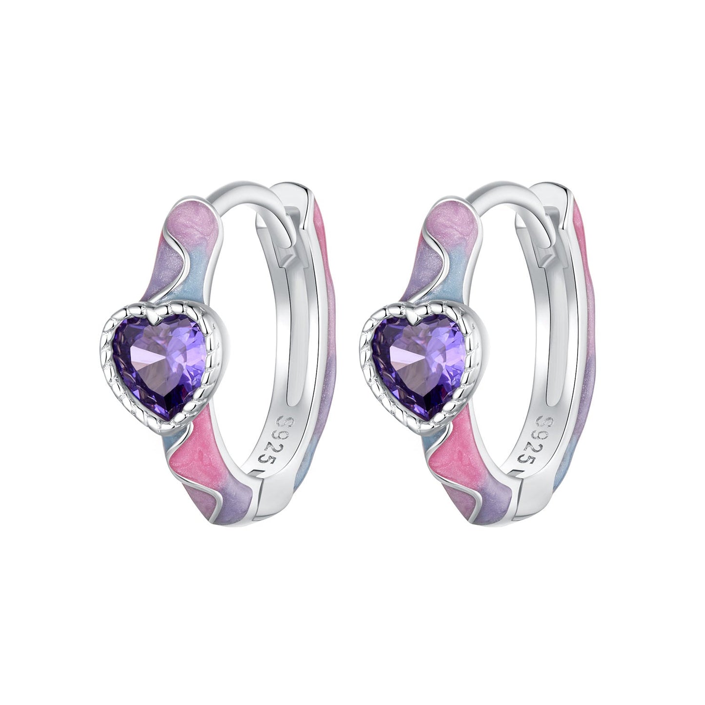 925 Sterling Silver Enamel Pavé Setting CZ Earrings for Women