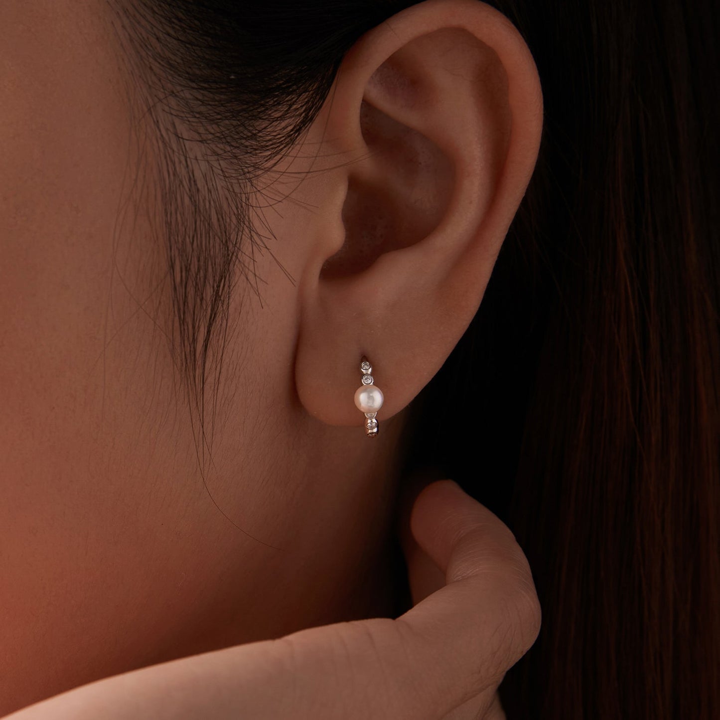 925 Sterling Silver White Gold Plated Moissanite & Pearl Earrings for Women