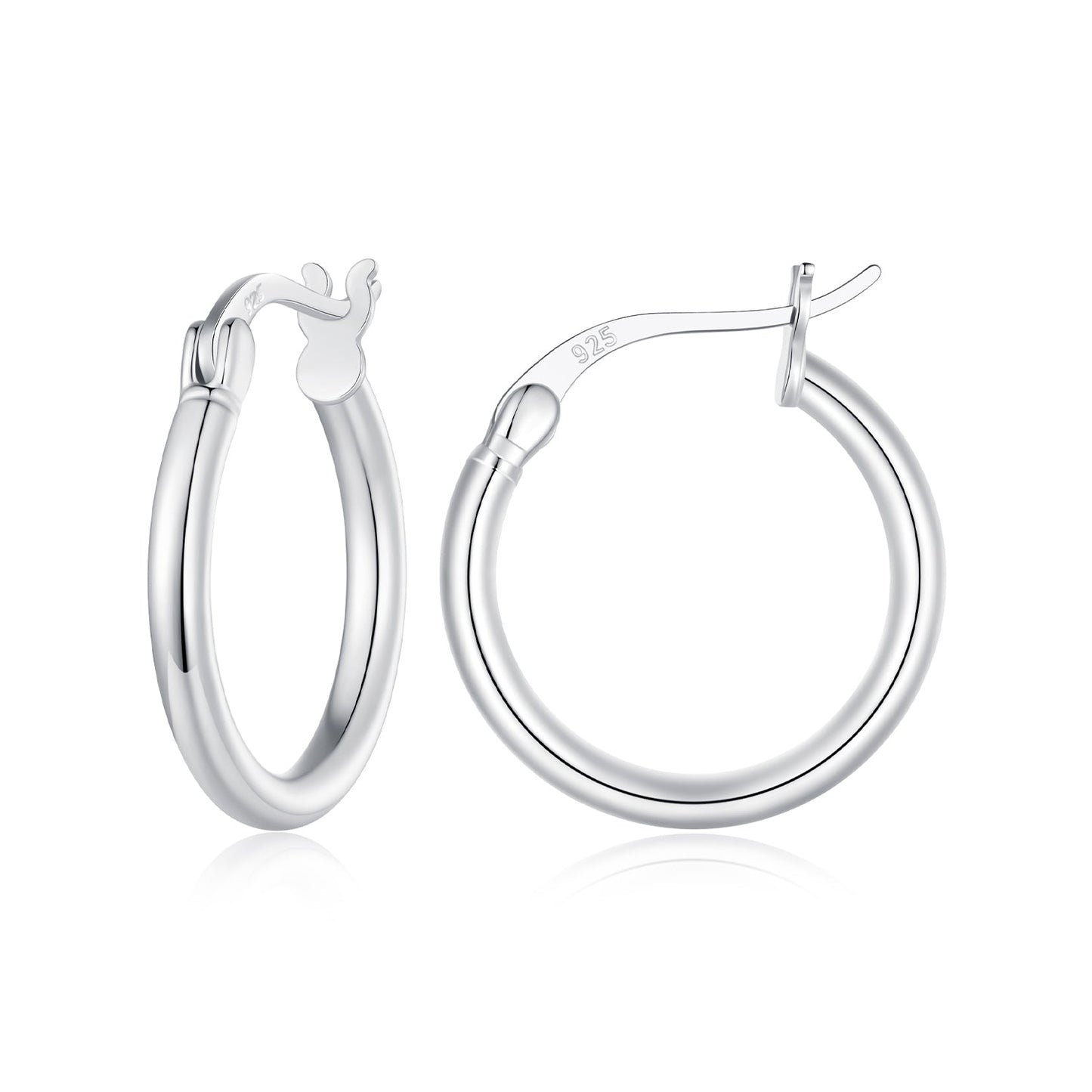 925 Sterling Silver Plated Platinum Earrings 24x2mm for Women
