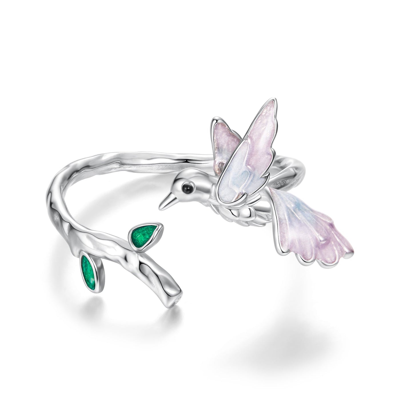 925 Sterling Silver Ring with Enamel and Oxidized Finish in Style E for Women