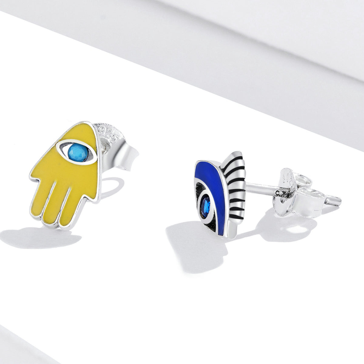 S925 Sterling Silver Enamel Pavé Set CZ Earrings