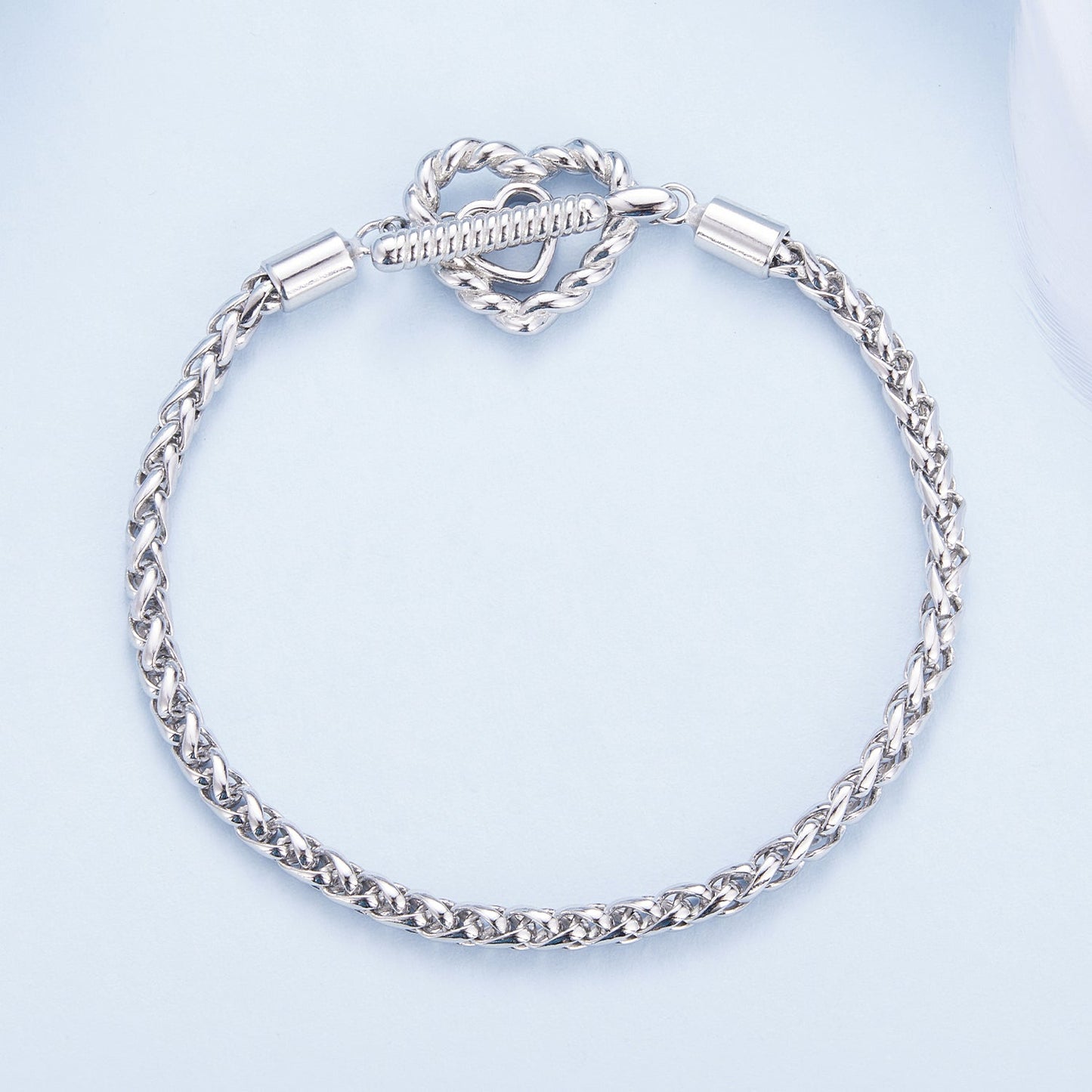 925 Sterling Silver 3.0mm Plated Platinum Bracelet Size 17.0 for Women