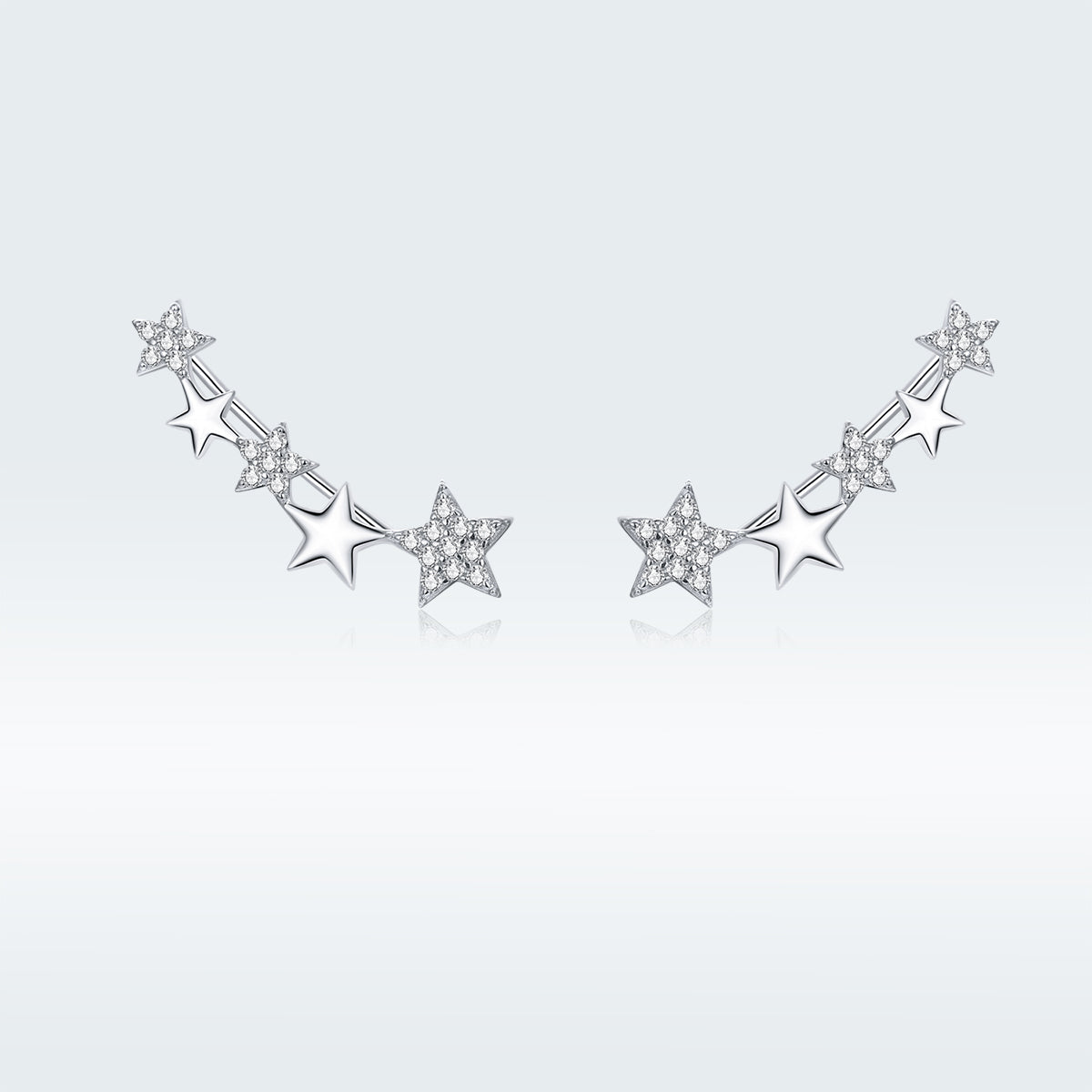 925 Sterling Silver Earrings with Plated Platinum and Pavé Setting CZ