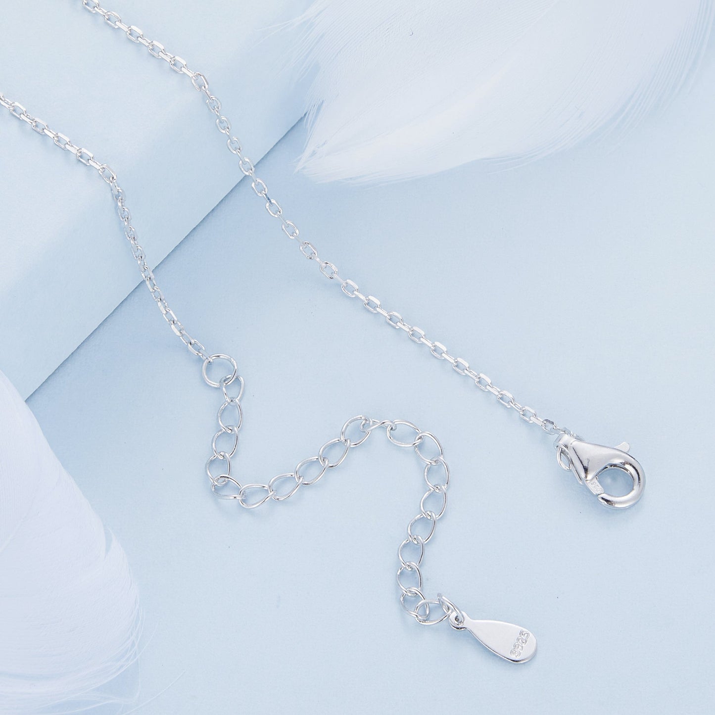 925 Sterling Silver Necklace with CZ & Enamel - 40+5cm Length, Fishtail Design for Women
