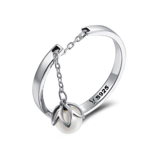S925 Sterling Silver Ring Width 0.2CM Bead 0.6CM for Women