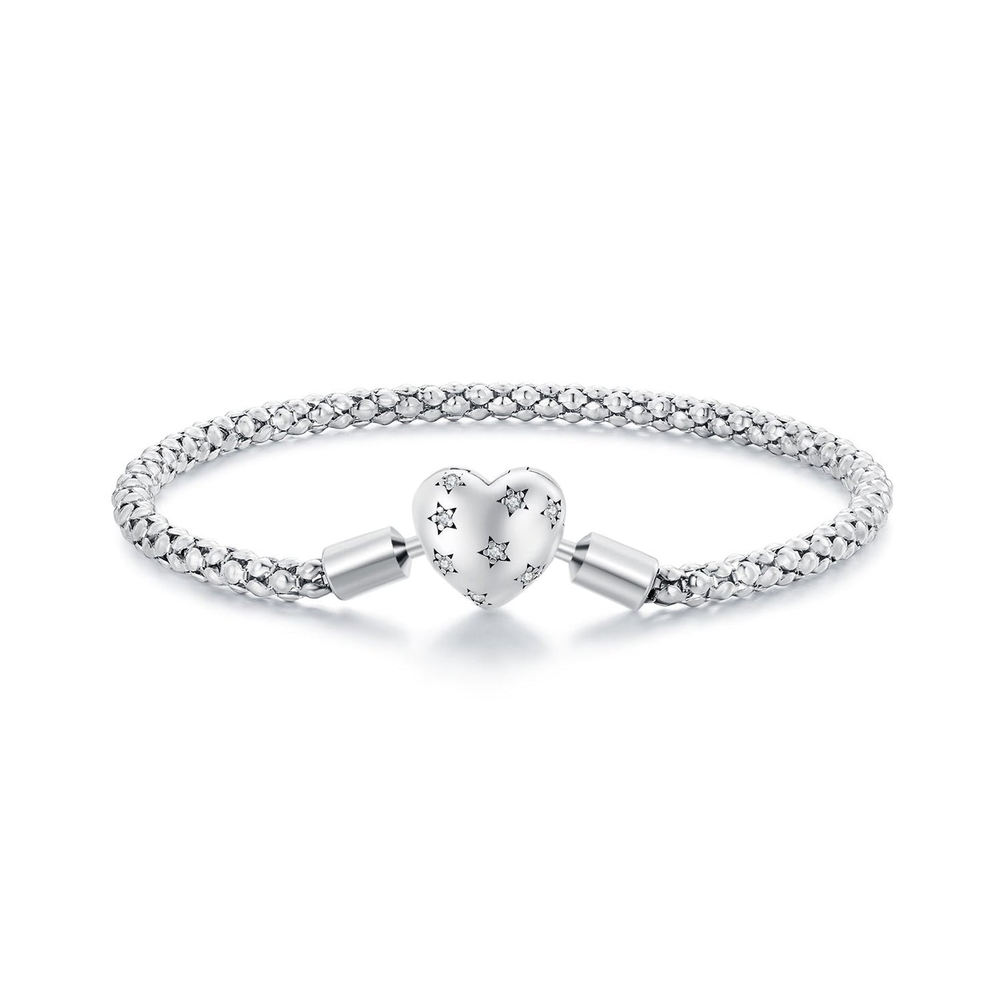 925 Sterling Silver Oxidized Silver Bracelets 17.0 Size with CZ for Women