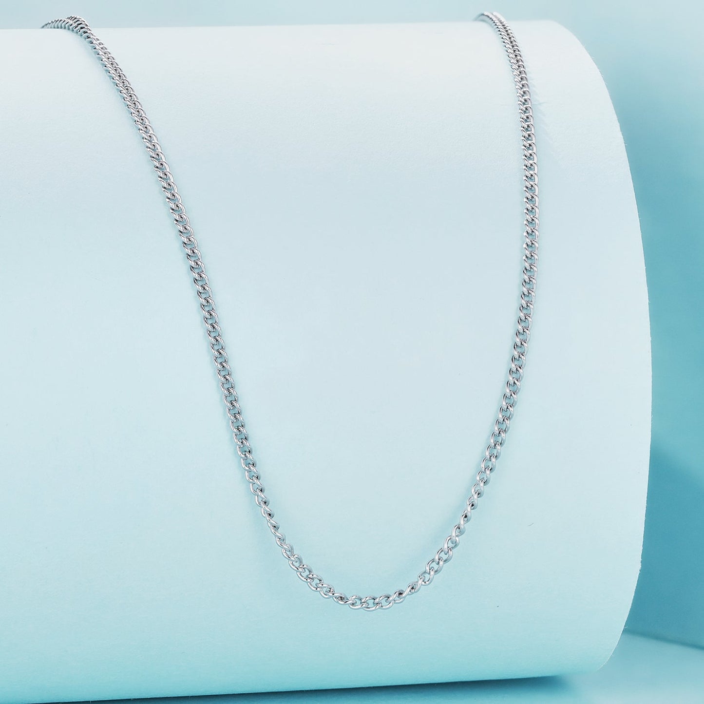 925 Sterling Silver 45S Platinum Plated Necklace for Women - 400mm Length, 0.8mm Thickness