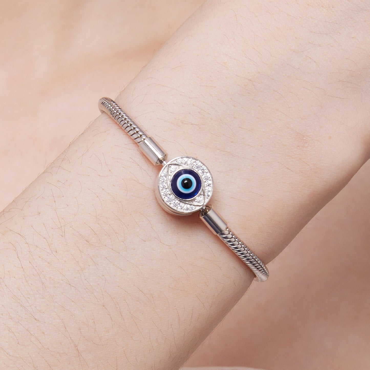 925 Sterling Silver Bracelet with CZ & Resin, Size 17.0
