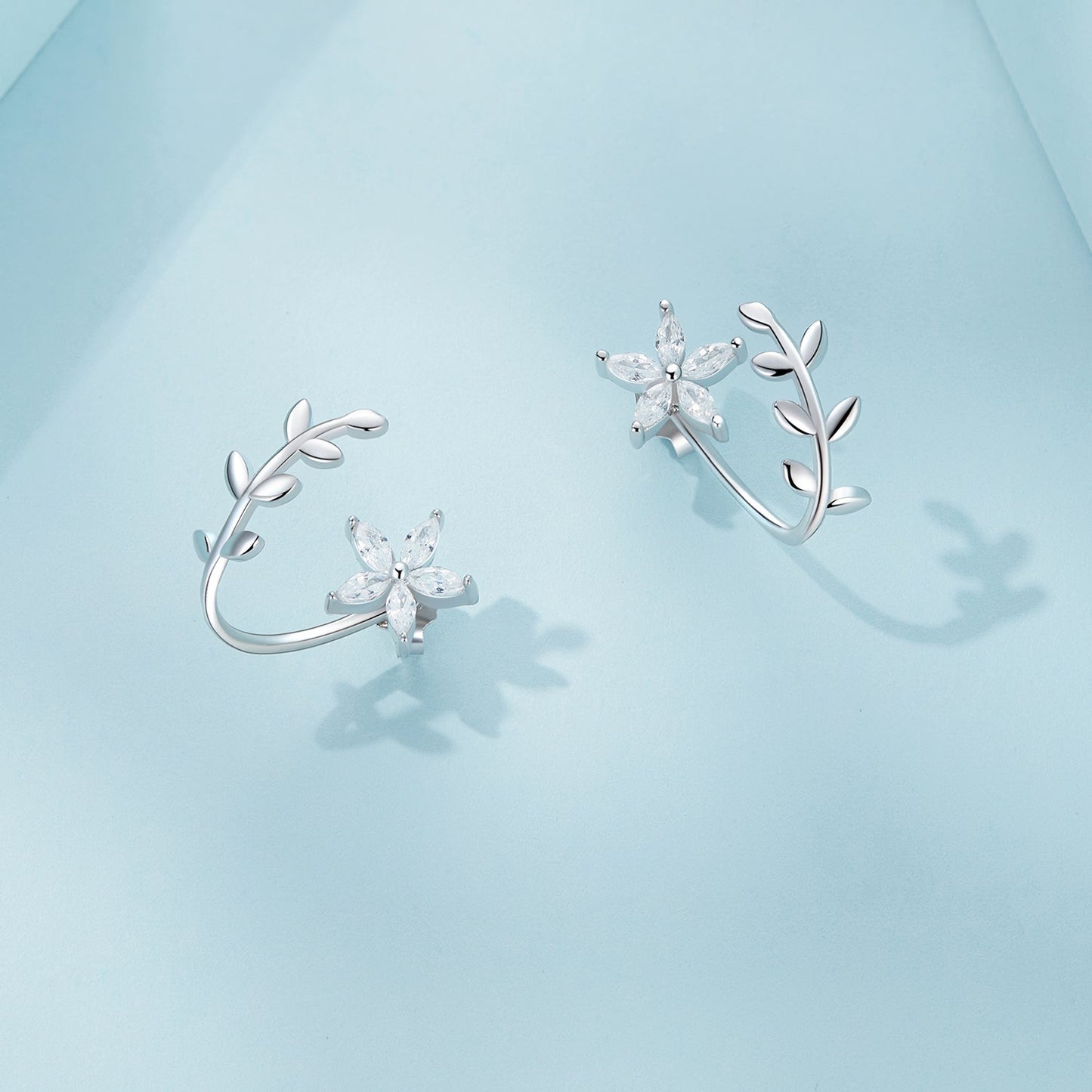925 Sterling Silver Plated Platinum Earrings with CZ