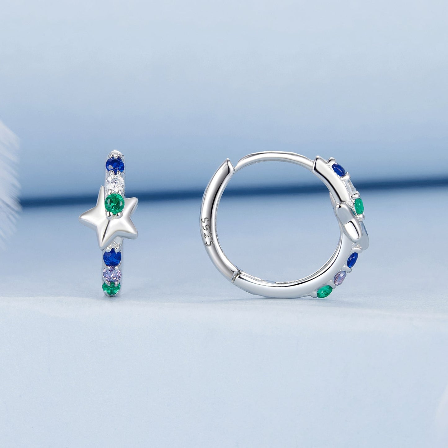 925 Sterling Silver Earrings with Pavé Setting CZ in White Gold for Women
