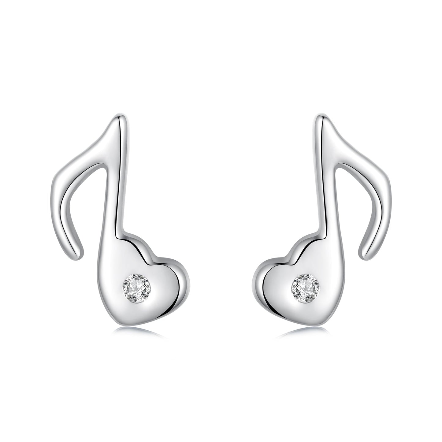 925 Sterling Silver Earrings with Pavé Setting CZ in White Gold Finish, 1x0.7cm for Women