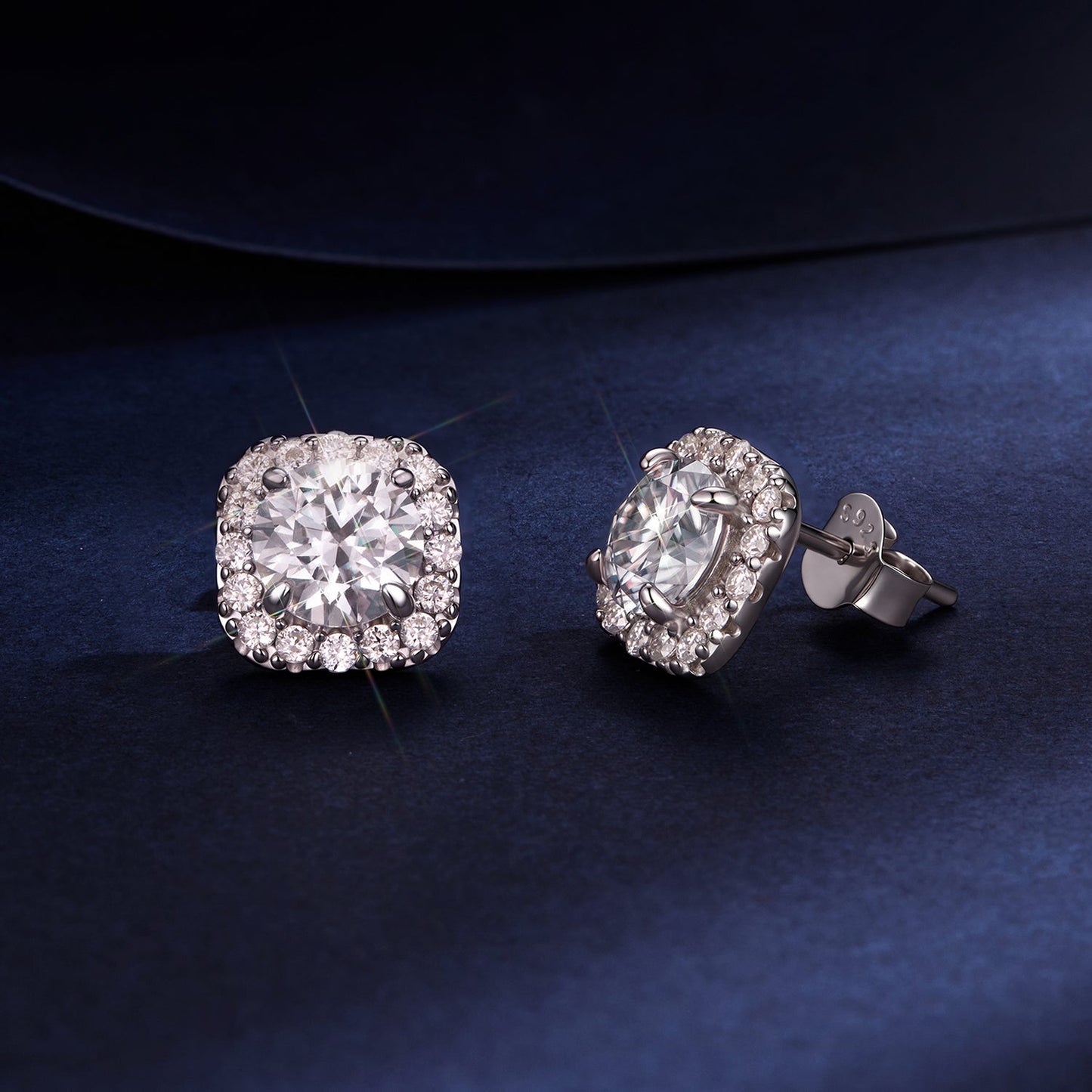925 Sterling Silver Moissanite 1.0cm Earrings with Pavé Setting for Women