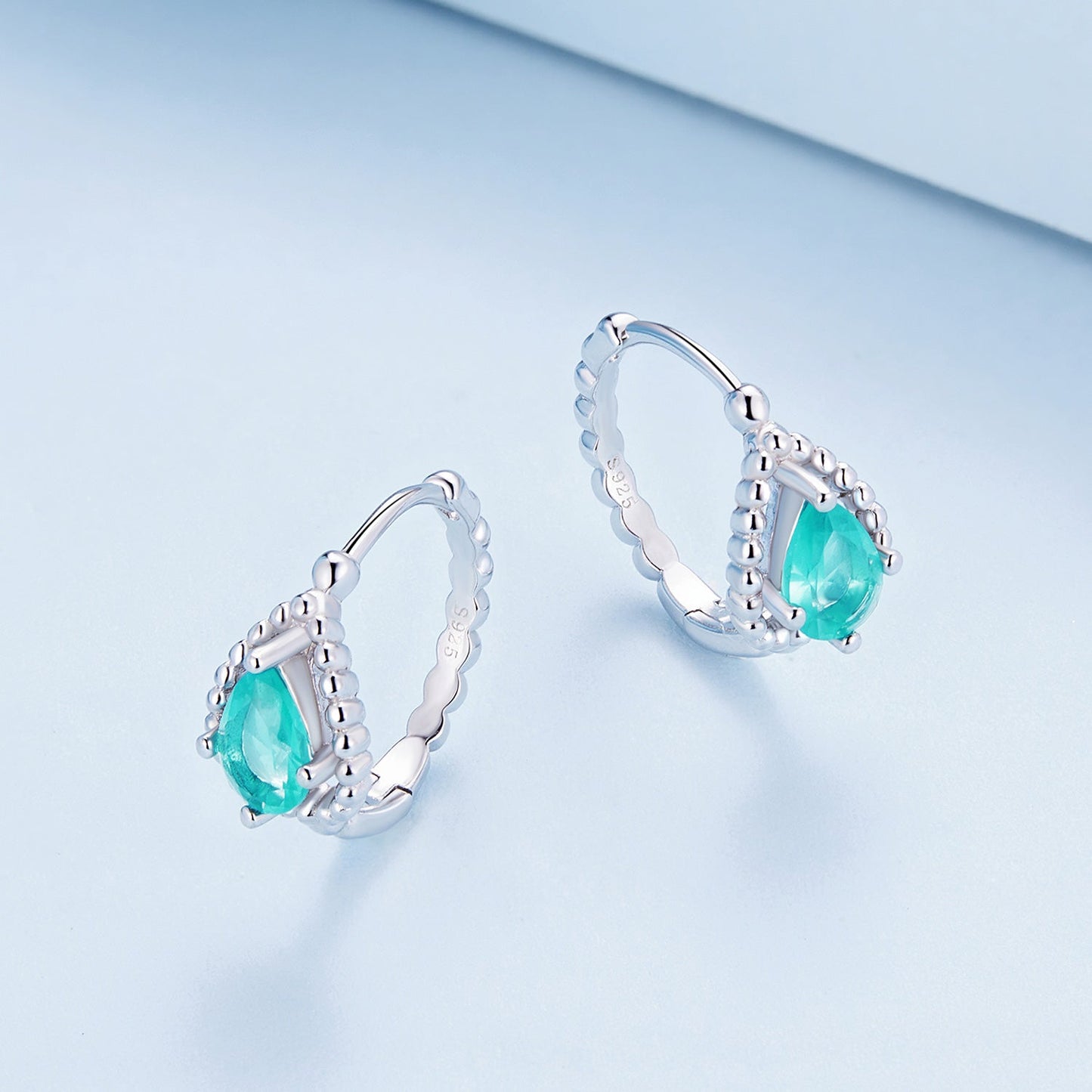 925 Sterling Silver Earrings with Pavé Setting and Transparent Glass