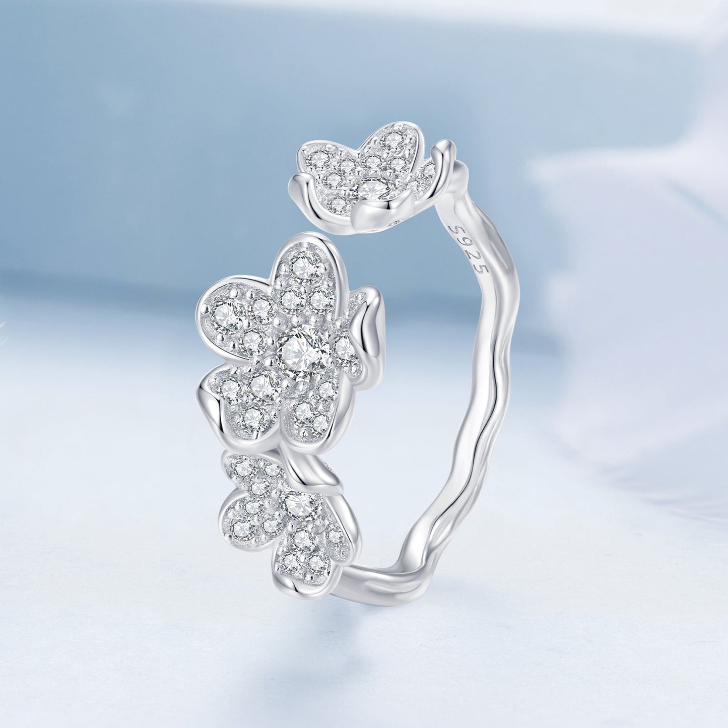 S925 Sterling Silver Pavé Setting CZ Ring for Women