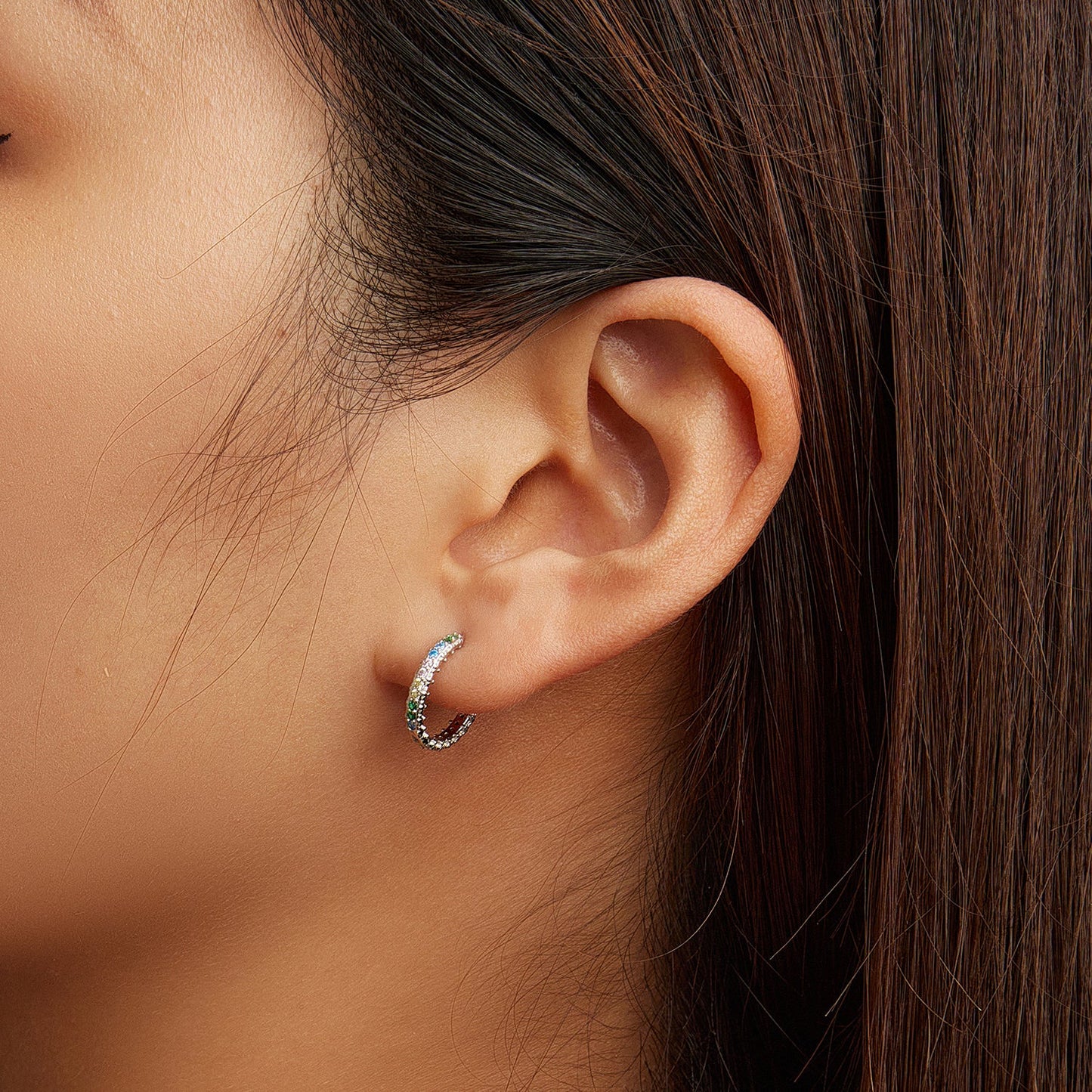925 Sterling Silver Stud Earrings with CZ in Pavé Setting