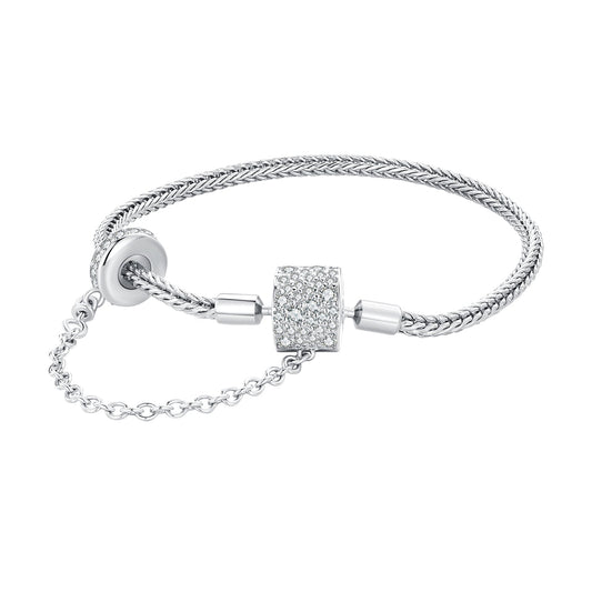 925 Sterling Silver Bracelet 17cm with Pavé Setting CZ for Women