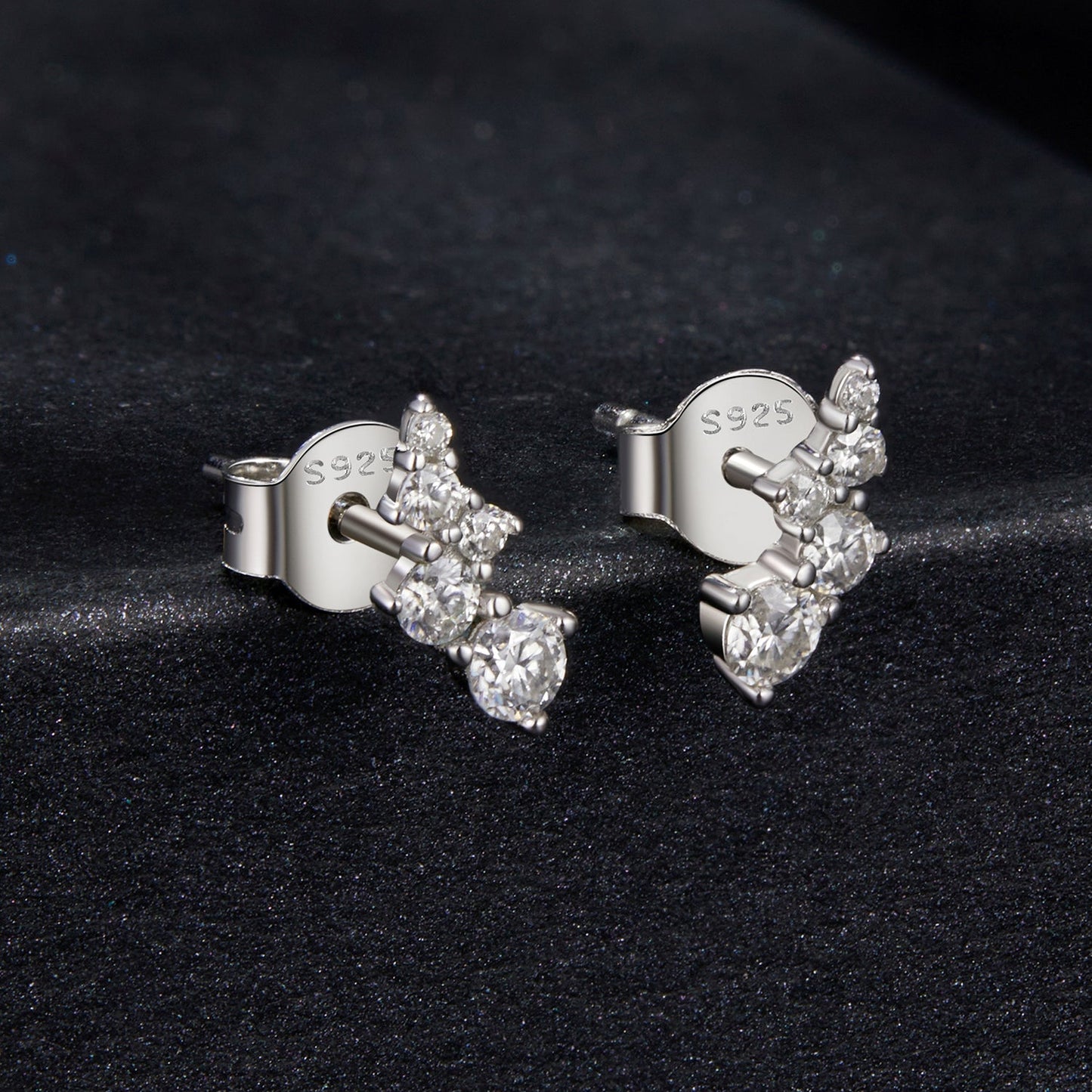 925 Sterling Silver Moissanite Earrings with White Gold Plating for Women