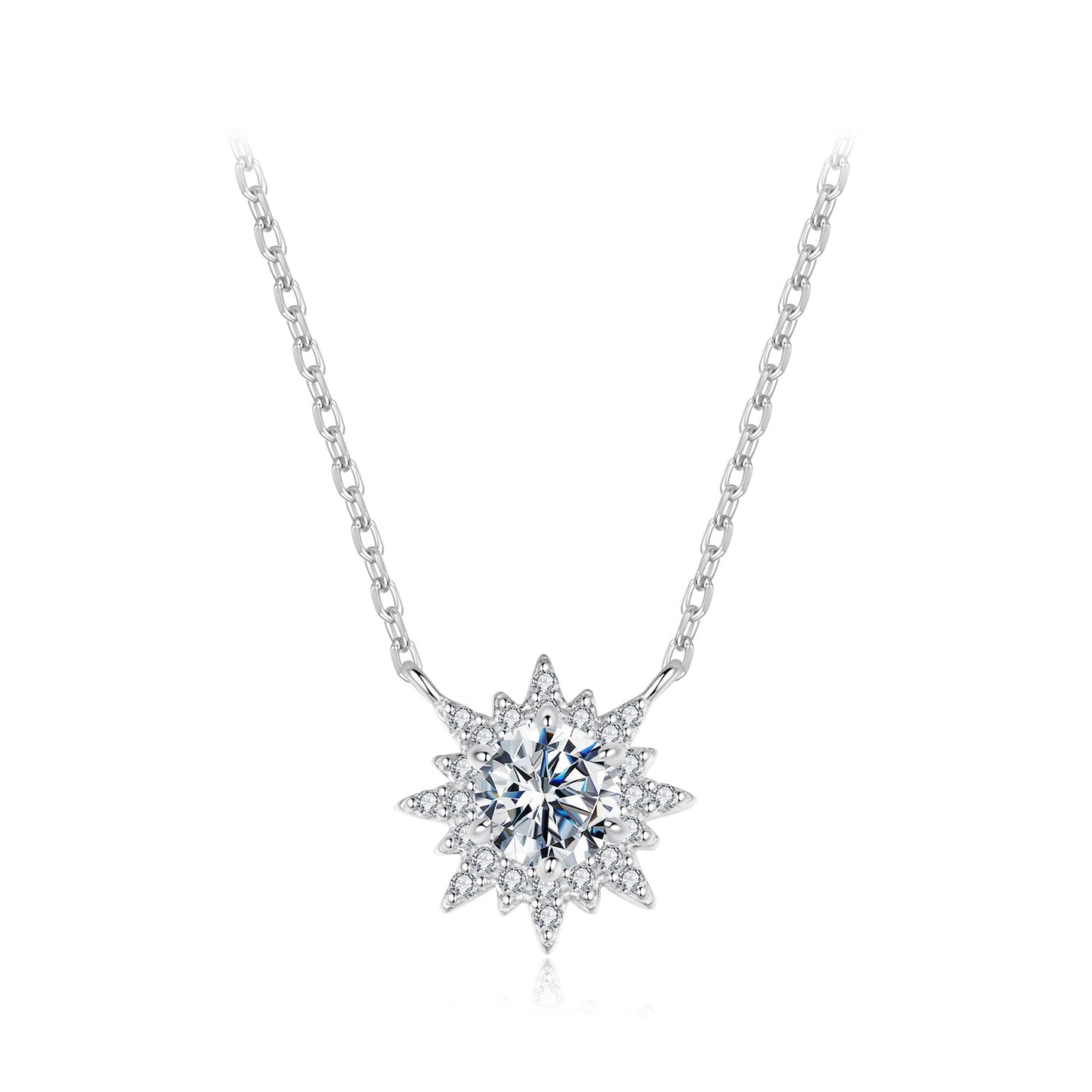 925 Sterling Silver 0.5 Carat Moissanite Necklace in White Gold Plating for Women
