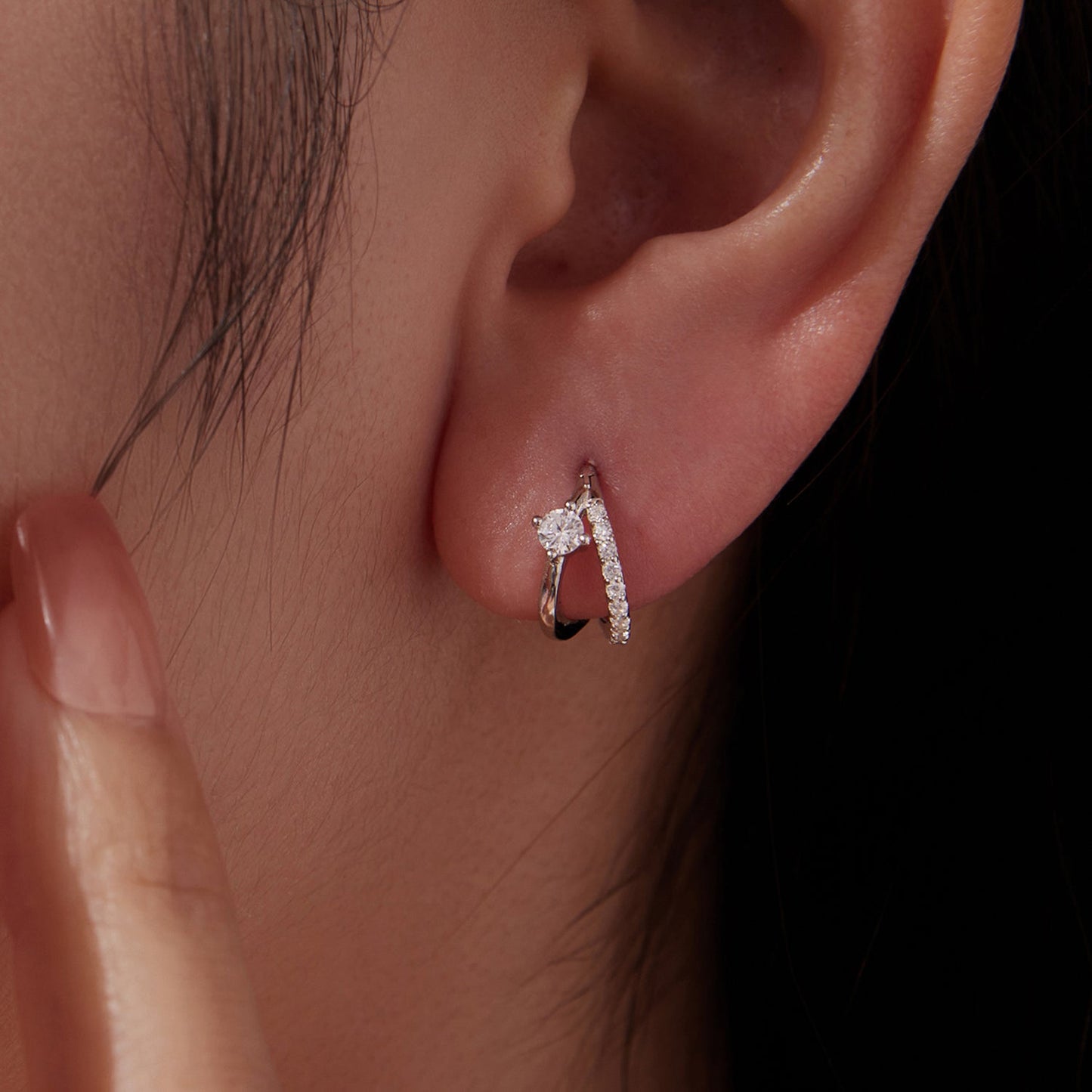 925 Sterling Silver Moissanite 0.3ct Earrings Size 1.2*0.6cm for Women