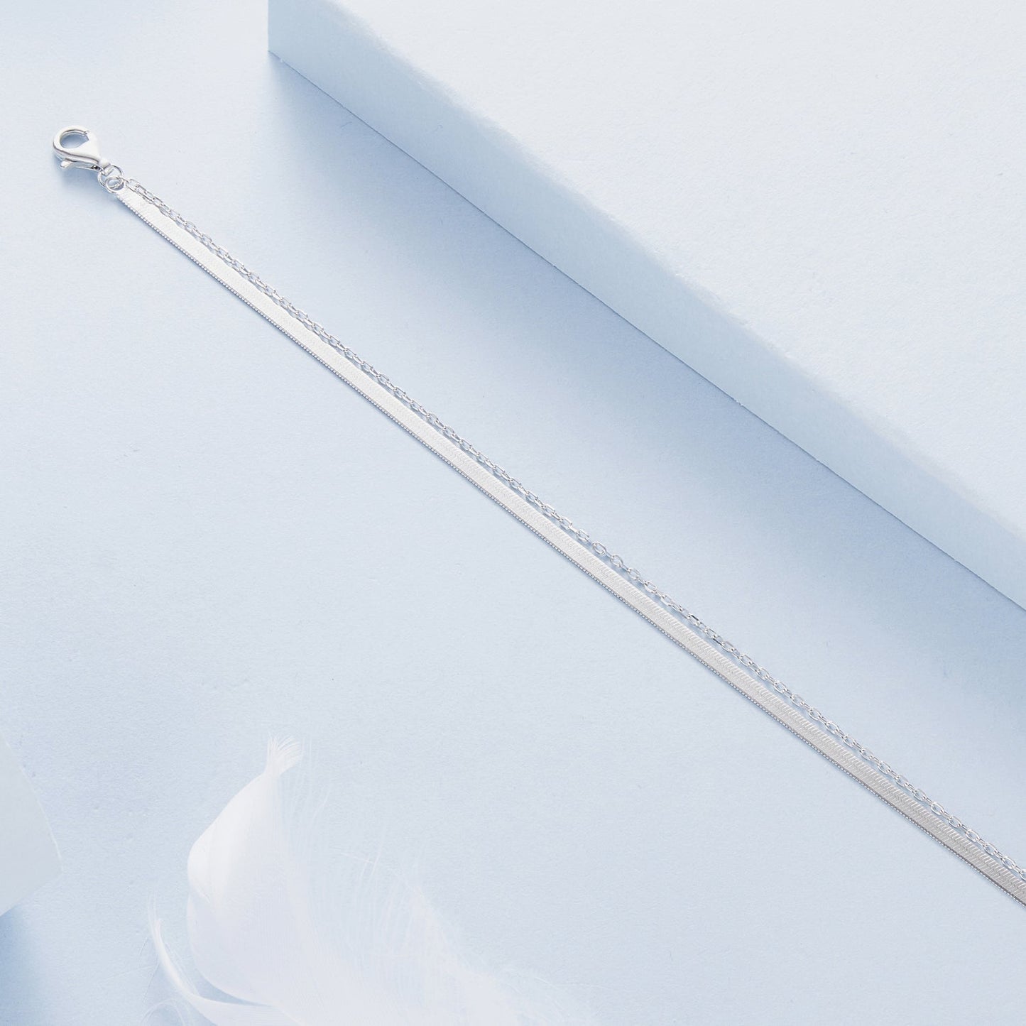 925 Sterling Silver 15+6cm White Gold Plated Bracelet for Women