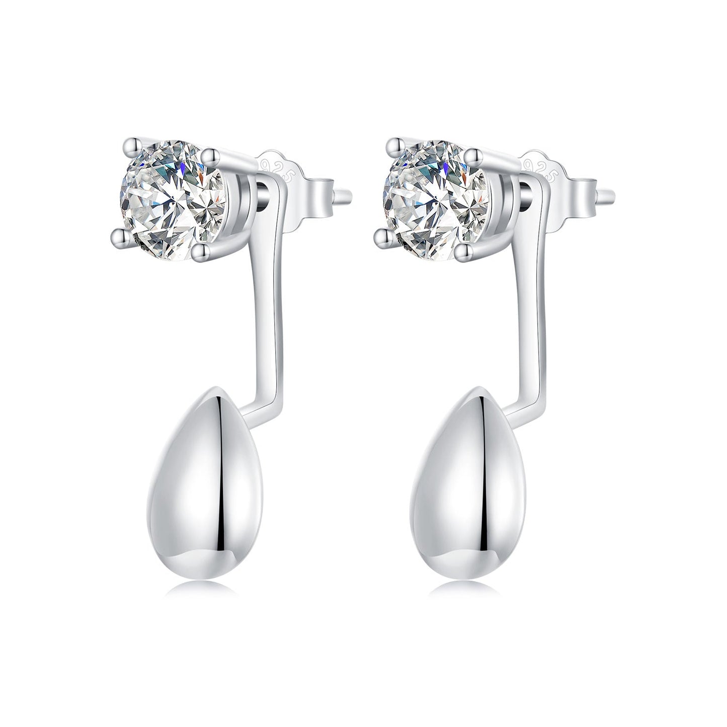 925 Sterling Silver Plated White Gold Earrings with Pavé Setting CZ