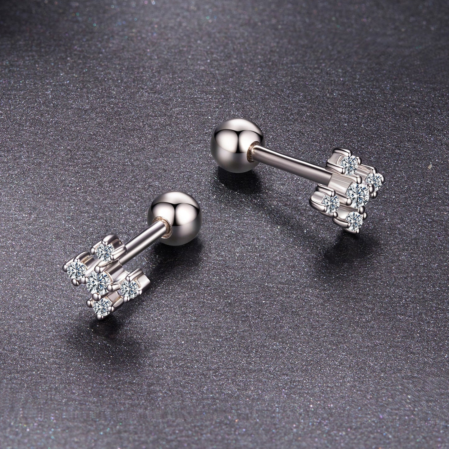 925 Sterling Silver Moissanite Earrings White Gold Plated 0.5cm for Women