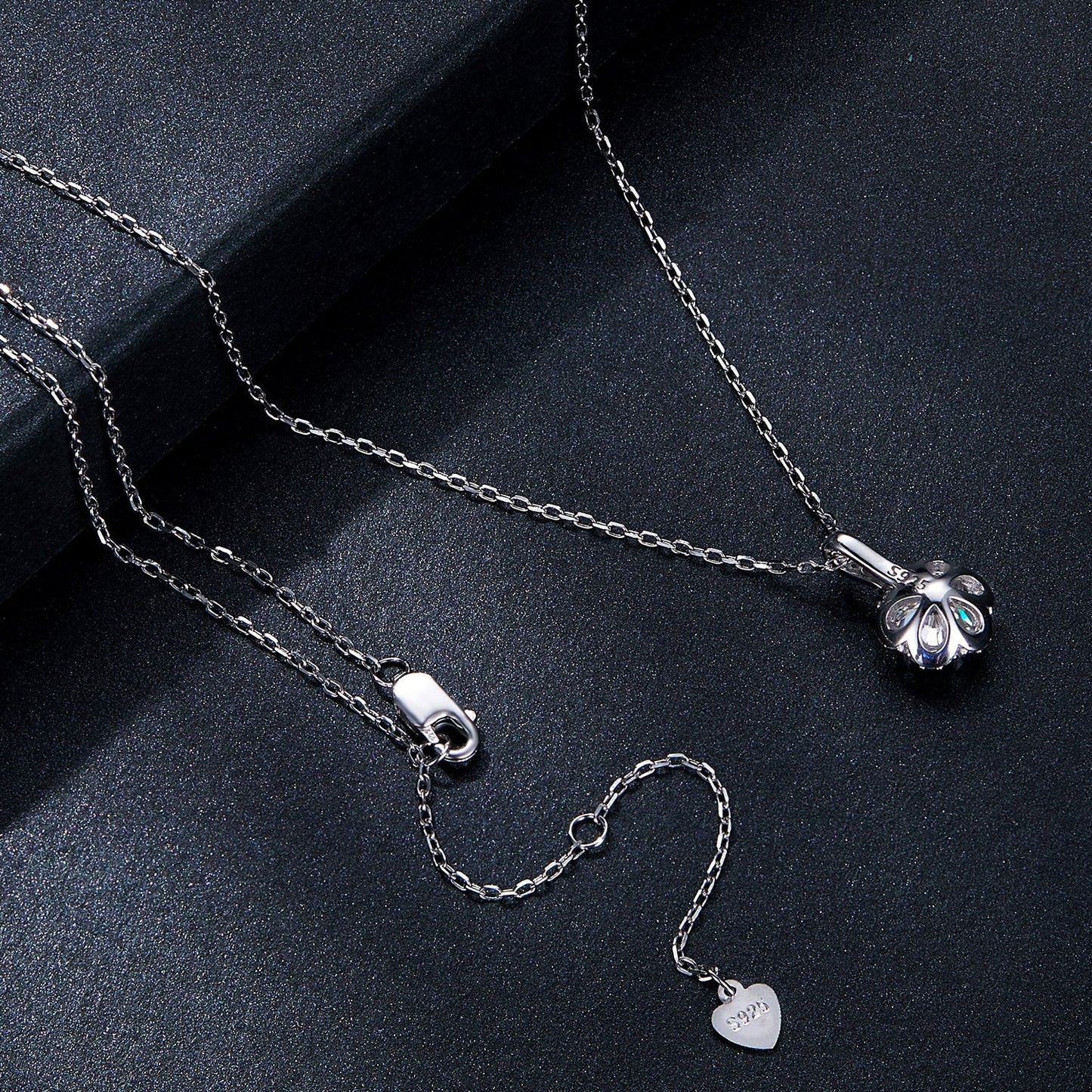925 Sterling Silver Moissanite Pendant Necklace for Women - 45cm