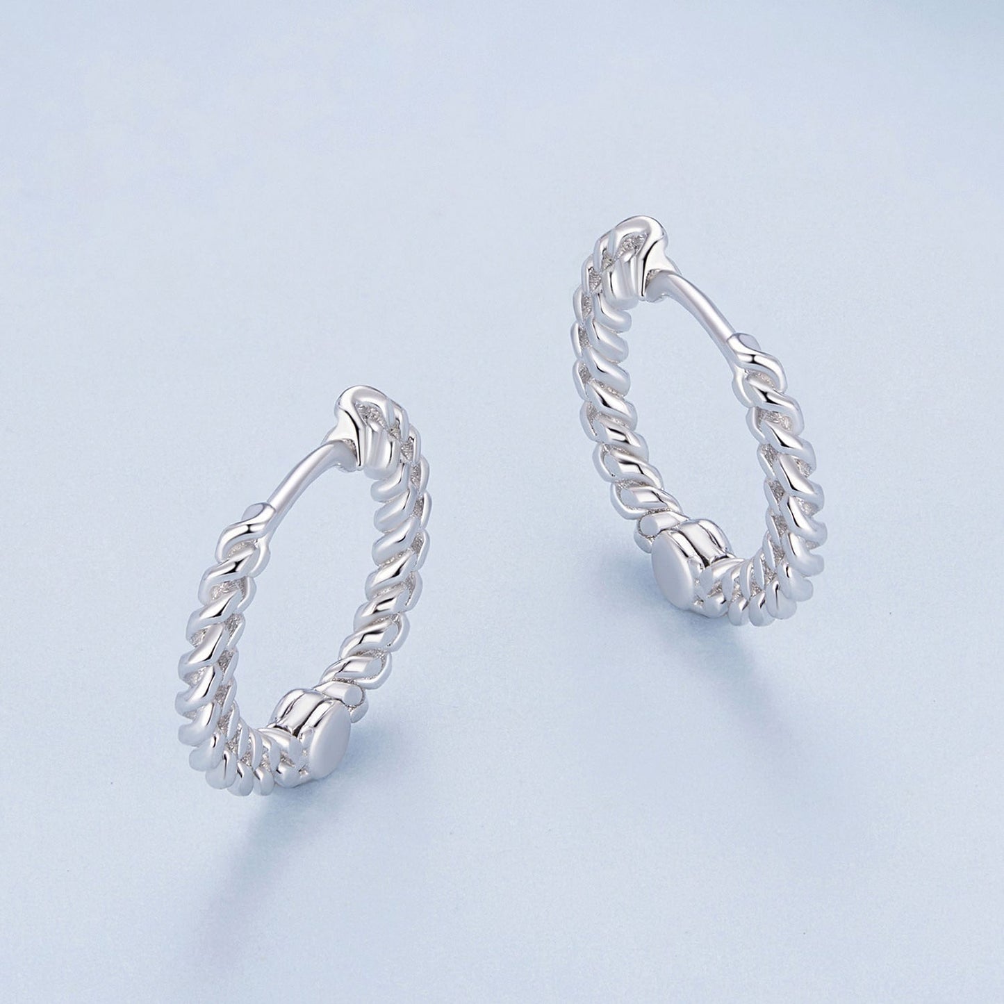 925 Sterling Silver Earrings Size 14*1.5mm Plated Platinum for Women