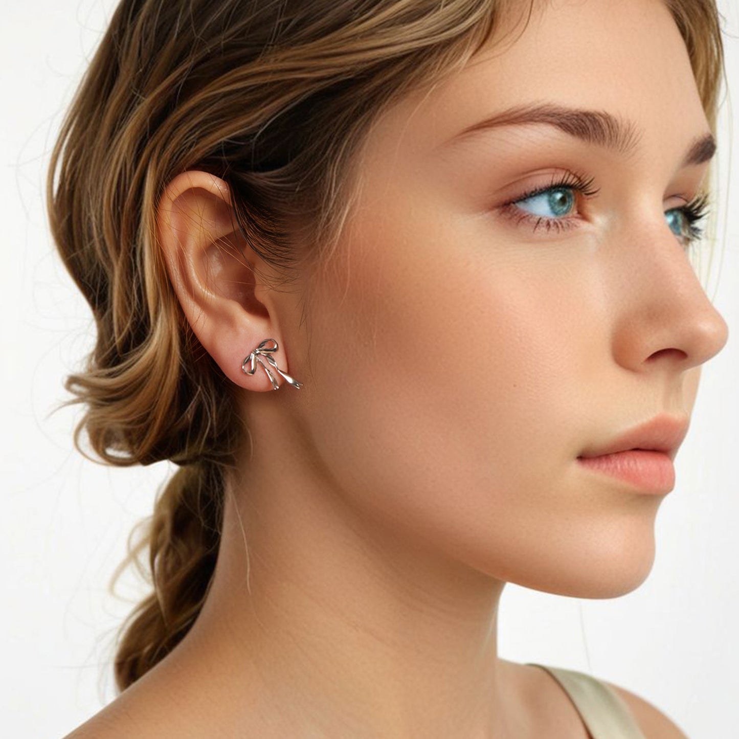 925 Sterling Silver Earrings with White Gold Plating - 1.8x1.3cm for Women