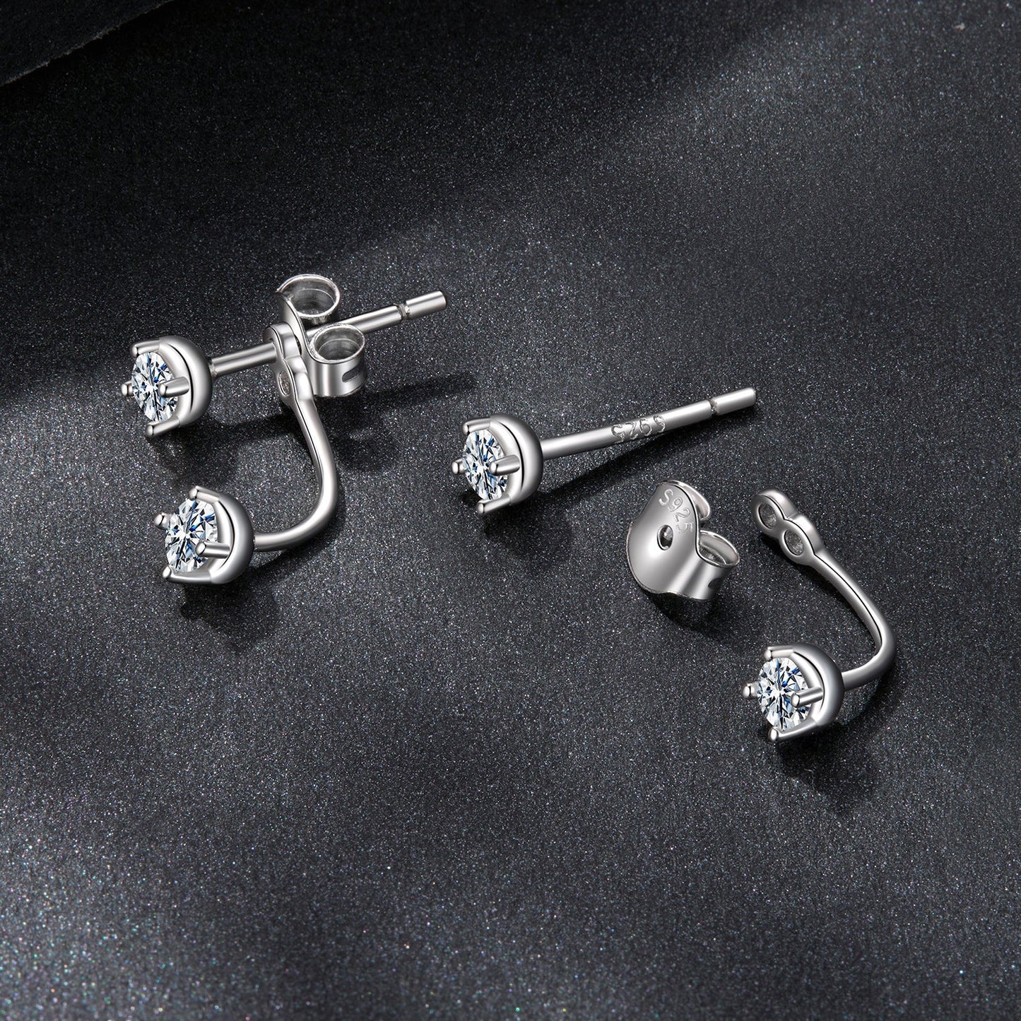 925 Sterling Silver White Gold Plated Moissanite Earrings 0.1 Carat for Women