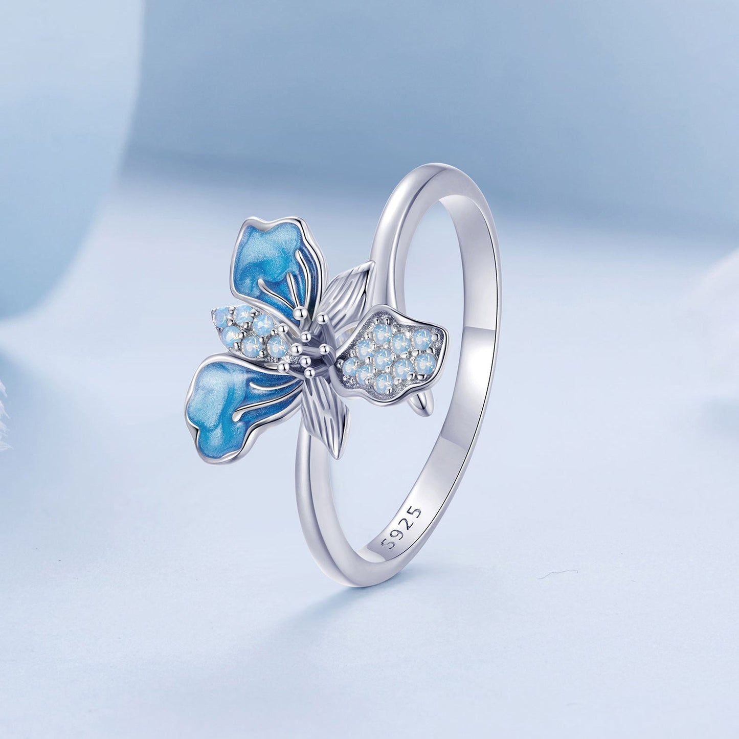925 Sterling Silver Opal Enamel Ring for Women