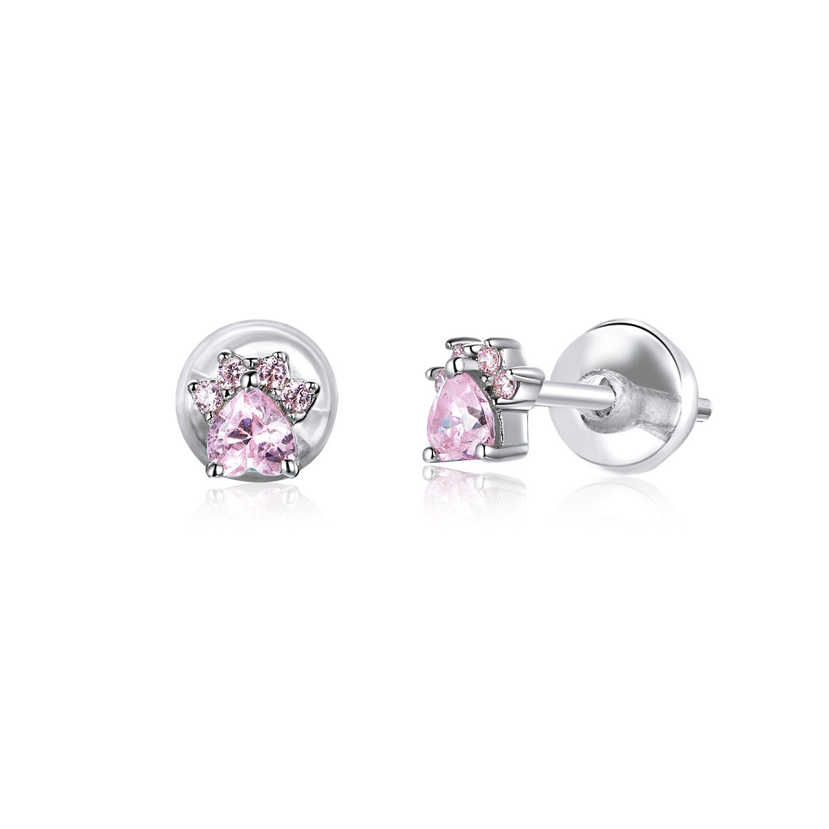 925 Sterling Silver Earrings with Plated Platinum and Pavé Set CZ, 0.4cm for Women