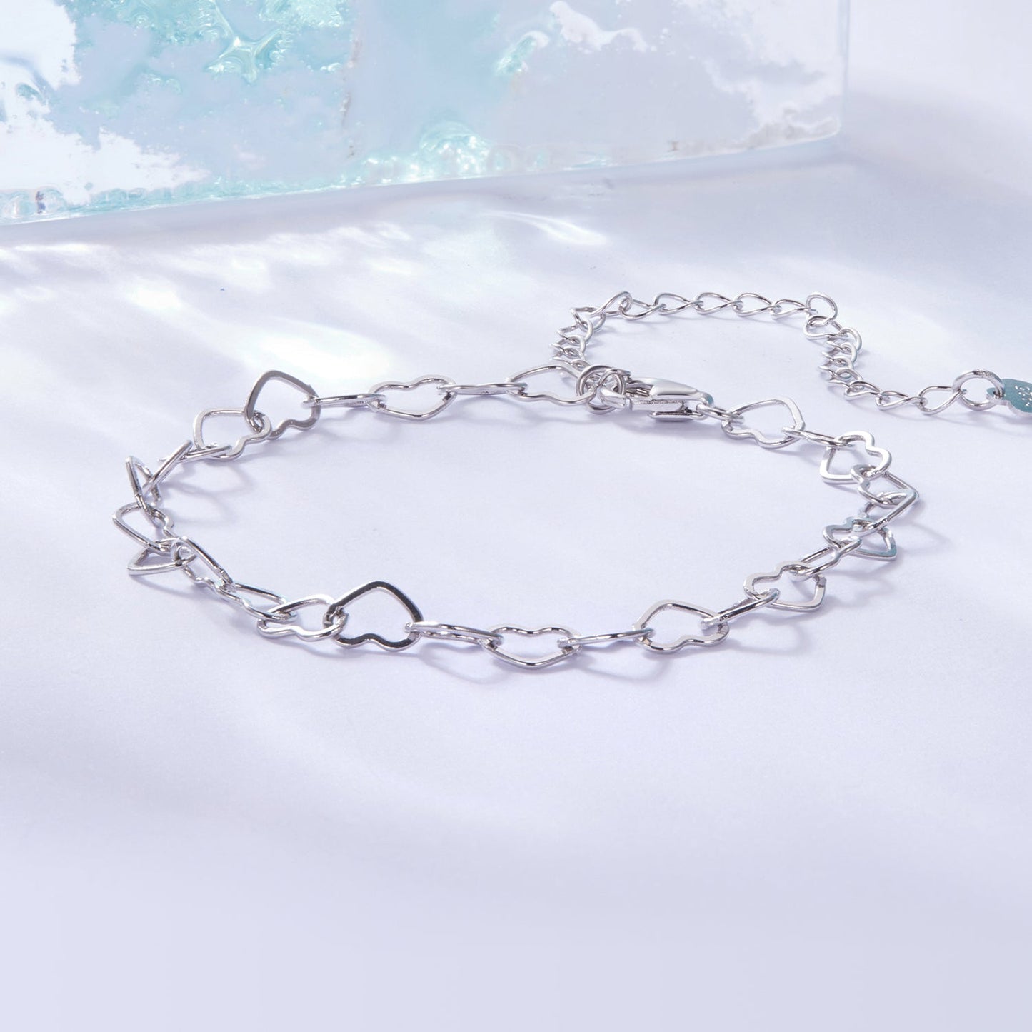 925 Sterling Silver Plated White Gold Adjustable Bracelet for Women