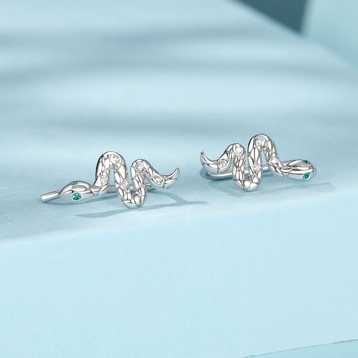 925 Sterling Silver Earrings with Pavé Setting and White Gold Plating for Women