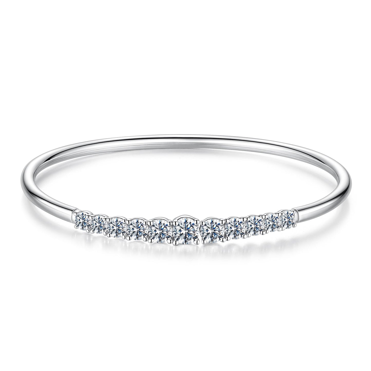 925 Sterling Silver & Moissanite White Gold Plated Bracelet with 0.5cm Moissanite for Women