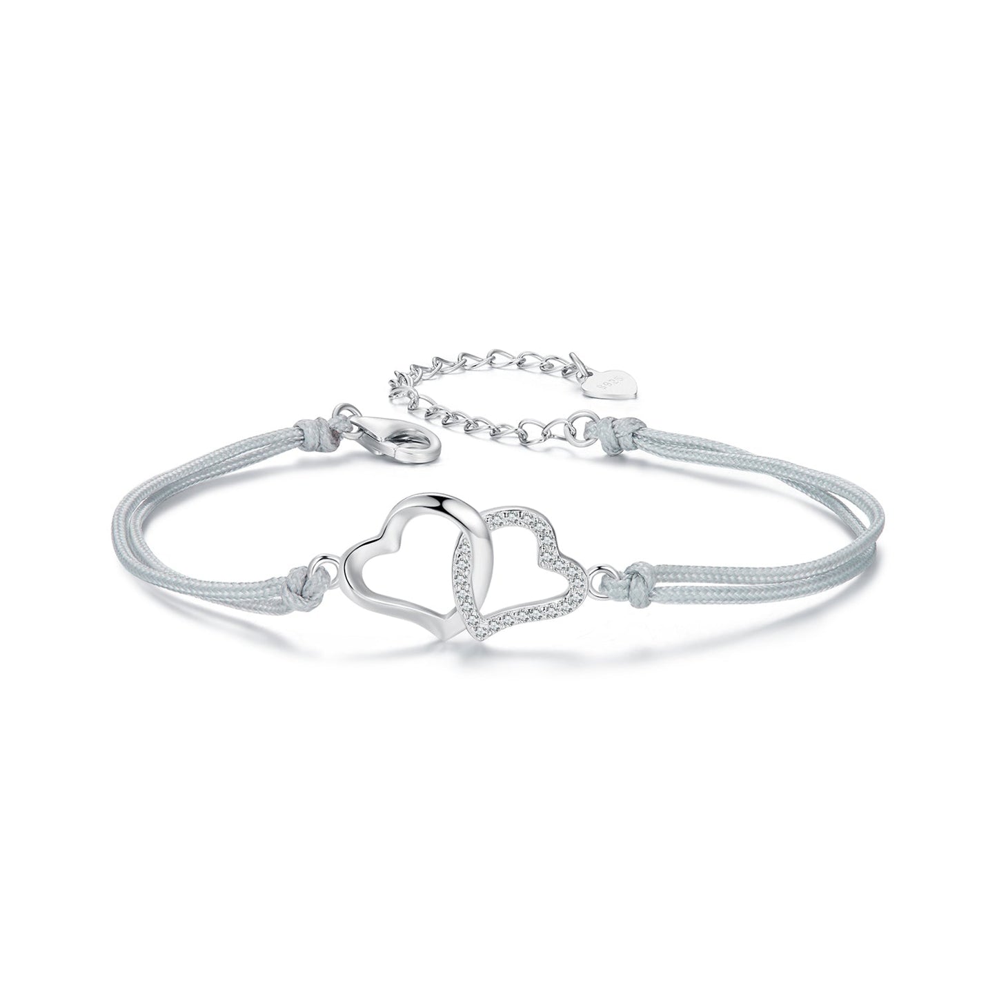 925 Sterling Silver Bracelet with Pavé Setting CZ, 170+50mm Length, White Gold Plated for Women