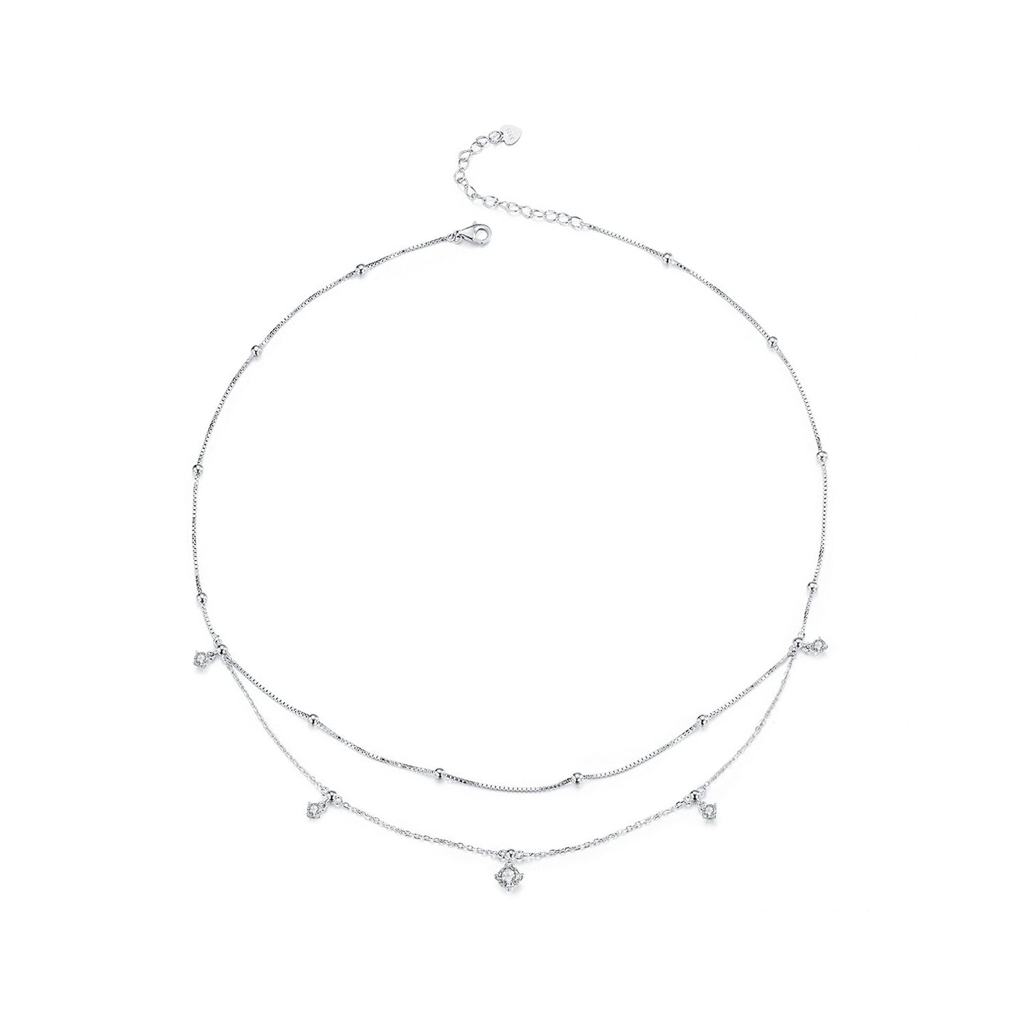 925 Sterling Silver Plated White Gold Moissanite Necklace 400+50mm for Women
