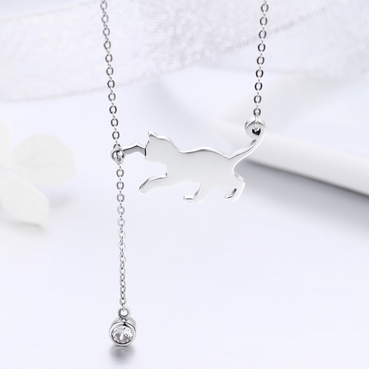 925 Sterling Silver Necklace 38-45cm with 1.4*2.5cm Pendant for Women